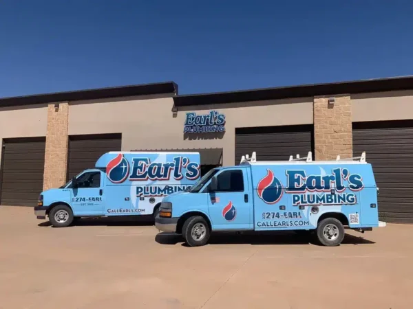 Passion Plumbing truck outside of shop in Abilene, TX.