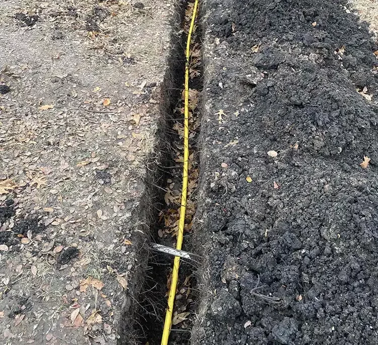 gasline running through residential yard in frisco, tx.